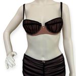 Moschino Vintage Rose & Black Lace Unwire Bra Set with Gilded Gold "Heart" Accent Photo 0