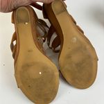 Kaari Blue  Megan Open Toe Wedge Strappy Slip on Sandal Brown zip back 8W Photo 4