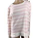 Talbots White Pink 100% Cotton STRIPE TOP SWEATSHIRT Medium Photo 0