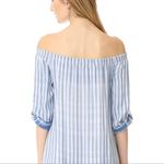 Cloth & Stone Blue and White Stripe Off Shoulder Shirt Dress Photo 1