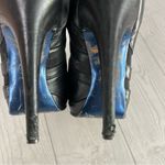 Versace Black Leather Mesh Heels Photo 4