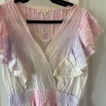 Love Shack Fancy  Gwen Cotton Multi Tie Dye Ruffle Mini Dress Pastel Photo 2