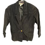 August Max Woman Vintage Black Suede Leather Blazer Jacket‎ Size 18 Career Photo 0