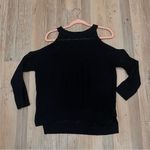 EXPRESS Sheer Cold Shoulder Sweater Top Sz XS Open Knit black Photo 6