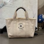Tory Burch NEW!! Small Mercer Street Tote Canvas Ivory Logo Authenticated Photo 2