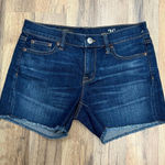 NWOT J.CREW INDIGO DENIM Women's Distressed Low Rise Frayed Hem Denim Shorts 26 Blue Photo 0