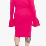 CHAOUICHE Women's Kim Dress dramatic bell sleeve pink size small Photo 5