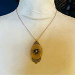 Handmade Handcrafted cowhide rose cameo pendant on chain necklace Photo 2