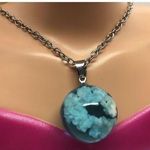 Fashion White Clouds Blue Sky Resin Ball Pendant with 23" Necklace Women Jewelry Photo 0