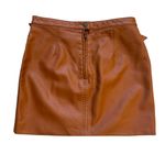 Free People Midnight Magic Vegan Leather Buckle Zipper Slit Mini Skirt Brown 6 Photo 8