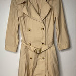 American Living Trench Coat Womens Size 14 Beige Pleated Classic Preppy Khaki PI Photo 0