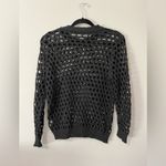 ROUGH LOS ANGELES Black Crochet Pullover Crewneck Sweater Women’s Sz S EUC Photo 2