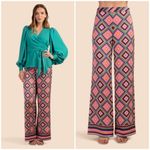 Trina Turk ππ Bay Pant ~ Brookhaven Blocks Satin Georgette 8 NWT Photo 2