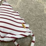 Victoria’s Secret PINK Striped Triangle Bikini Top – White & Burgundy Brown Photo 1
