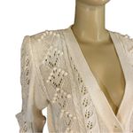 EL JEUNE VINTAGE JAPANESE CREAMY WHITE POMPOM ACCENT V NECK CARDIGAN SWEATER (L) Size L Photo 6