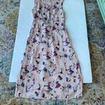 Bellambra Linen Midi Dress Light Pink Smocked waist Tie Back sleeveless Size S Photo 7