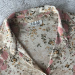 Women's 90s y2k Illusion Beige Pink Floral Long Sleeve Sheer Button Down Size M Size M Photo 4