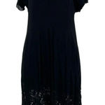 Marni Black Silk Tie‎ Neck Crochet Hem Short Sleeve Dress Size 40 US 4 Photo 0