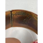 Vintage SKU 048 Animal Print Gold Tone Leopard Pattern Wide Bangle Bracelet Photo 5