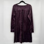 J. Jill Velour Velvet Shift Dress Long Sleeve V Neck Pockets Black Violet Medium Purple Photo 6
