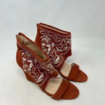 Anthropologie  Plomo‎ Paula Embroidered Wedge Sandals Rust Orange Size 37 US 6.5 Photo 6