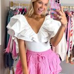 Blue Blush White Ruffle Bodysuit Photo 0