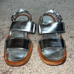 Prada silver patent leather double banded metallic sandals sz 7 Photo 3