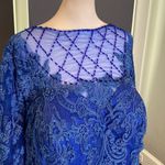 Women’s Blue Tea Length Corset Back Dress Matching Chiffon Jacket Size 22 **READ Blue Photo 3