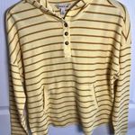 Toad & Co Foothill Long Sleeve Hoodie Size S Yellow Brown Stripes Casual Pullover Photo 0