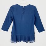 ZARA  Navy Blue Crepe Half Sleeve Peplum Blouse Photo 4