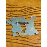 Silver Tone pin brooch upside down boy girl etched on the back 2.25" across Photo 3