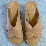 Kork Ease Leather Cross Strap‎ Wedge Sandals Slides Women's Size 7 / 38 Tan Photo 1
