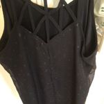 Womens Racerback design lattice bck detail black chiffon tank metallic accent sm Photo 6