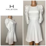 Halston Heritage Halston ivory white puff sleeve dress. Size 0. Retails $320 Photo 7
