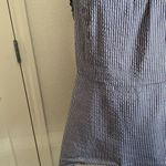 CAbi Lace Sleeve Peplum Style Tank Top | Navy Stripe Seersucker Photo 2
