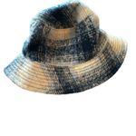 David & Young  Navy Cream Brushed Plaid Soft Bucket Hat One Size OS Lined Winter Photo 3