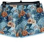 Franks Swim Large Board Shorts Hawaiian Floral Elastic Waist Pockets Quick Dry Blue Photo 2