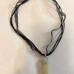 Citrine Polished Double Pointed Amythest Crystal Black Silk Cord and PU Leather Photo 4