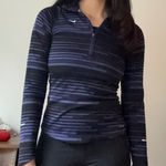 Nike Dri Fit Running Half Zip Long Sleeve Top Shirt Black Purple Stripe Size S Photo 0