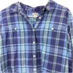 LL Bean Womens Blue Plaid Madras Cotton Button Up Shirt Size LARGE Photo 2