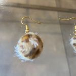 Handmade Cute faux fur Cheetah print Earrings , Brown And Gold drop dangle earrings Photo 2