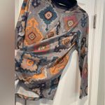 Trisha Tyler Size S Navy Blue Aztec Print Long Sleeve Mock Neck Stretch Top Photo 2