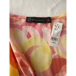 Ny&co NY&C Tie Front Blouse Top Large Pink Yellow Orange Geometric Print Long Sleeve Photo 2