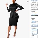 NWT small long sleeve body con formal cocktail pencil dress Black Photo 2