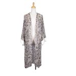 Audrey  Black and gold  Paisley Print Open Front Cuff Sleeve Chiffon Long Kimono. Photo 1