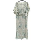 Mac Duggal  67842 Bell Sleeve Floral Seafoam Embellished Gown Dress 16 NWT Photo 1