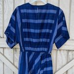Vintage 70s short sleeve modest dress with stripes 80s Photo 4