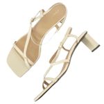 frame denim Frame Le Braxton Strappy Sandal Off White Leather Square Toe Heel Size 38.5 | 8 Photo 11