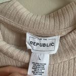 FOR THE REPUBLIC  tan ribbed mock neck sweater Sz L Photo 6