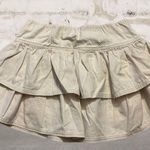 American Eagle Denim Ruffle Mini Skirt Cream Size Medium Photo 2